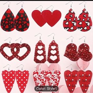 Set Heart Pattern Dangle Earrings